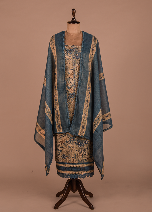 Blue Cotton Dress Material