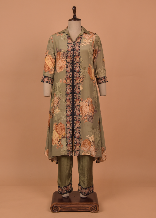 Green Crepe Coord Set