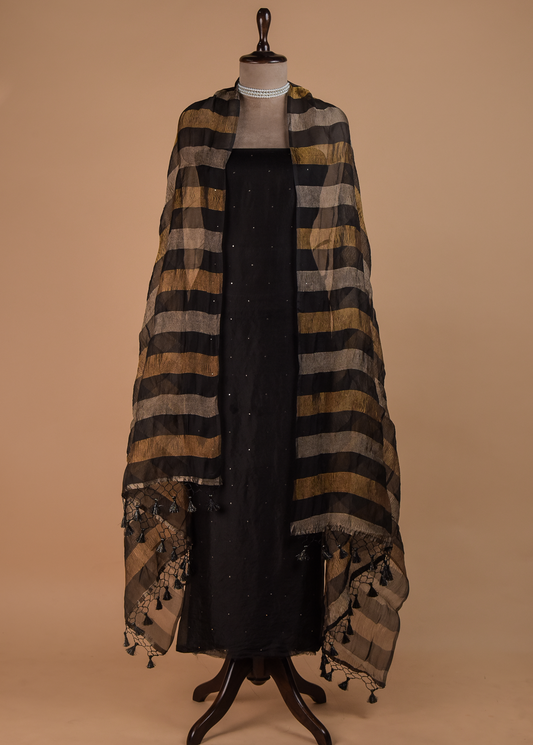 Black Cotton Silk Dress Material