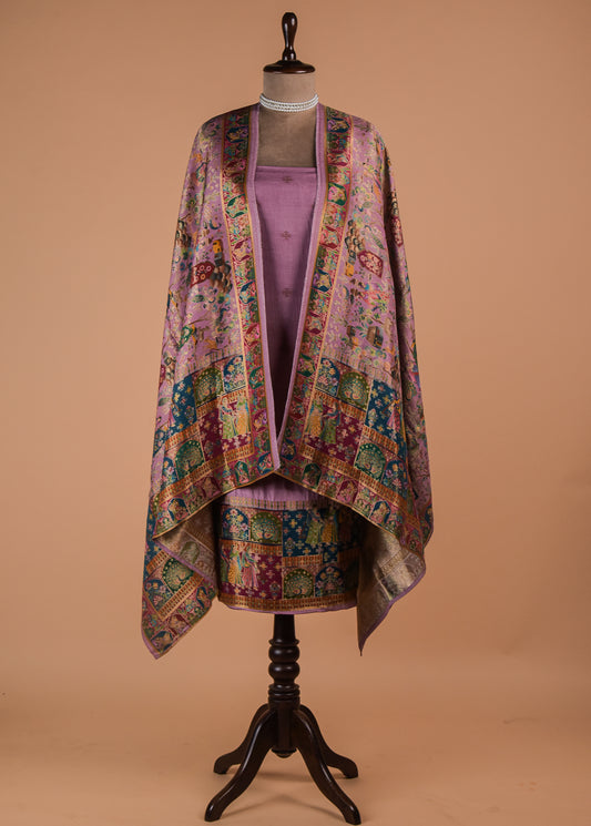 Moave Dola Silk Dress Material