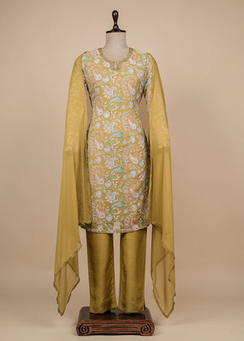 Yellow Georgette Straight Set