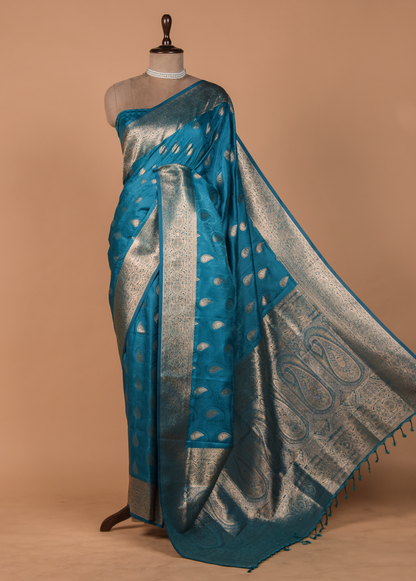 Blue Art Silk Kanjeevaram Saree