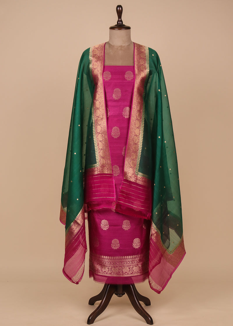 Pink Tussar Dress Material