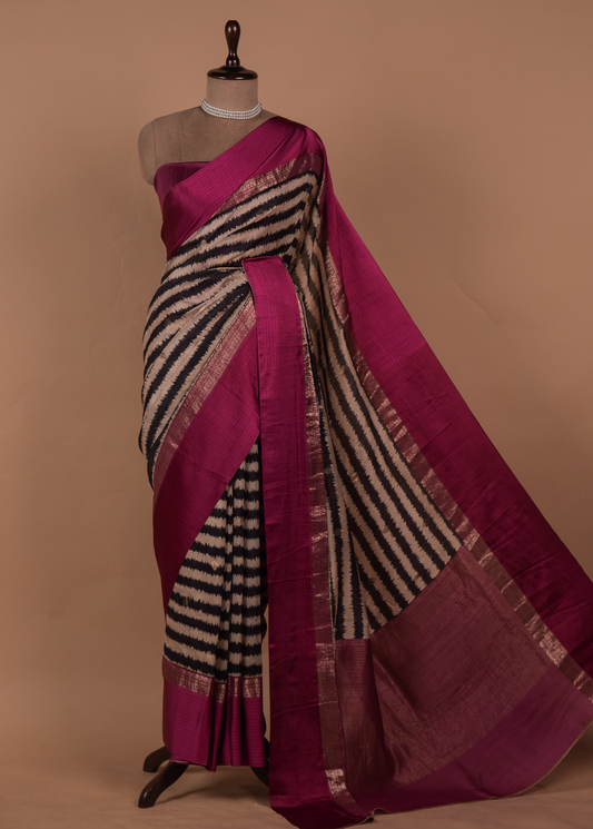 Multicoloured Silk Printed Saree