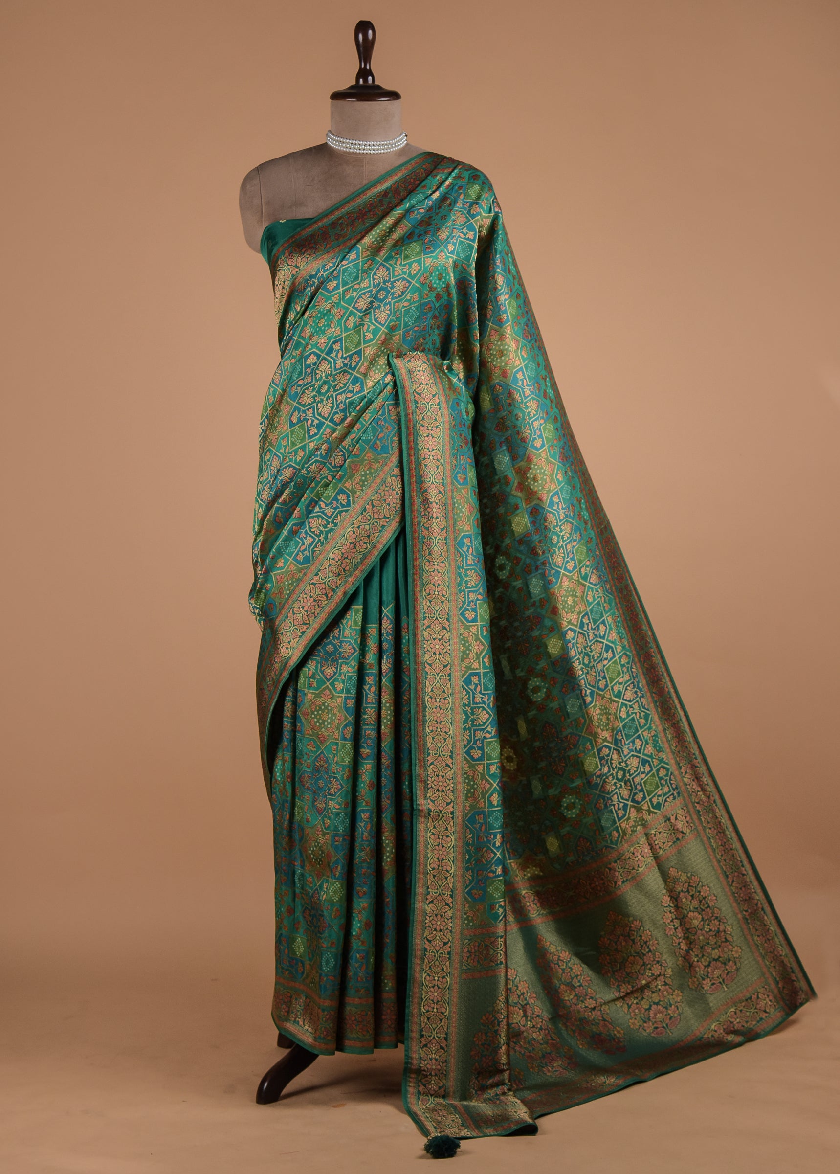 Green Moroccan Silk Banarasi Saree