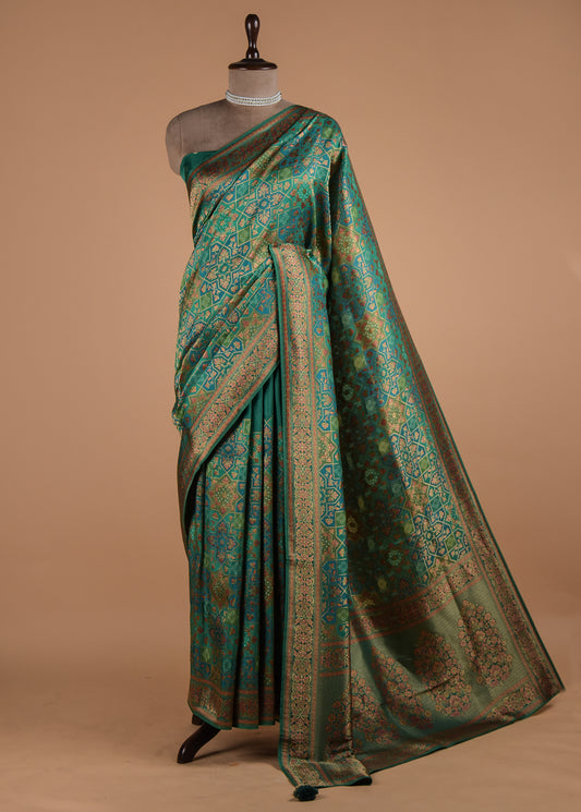 Green Moroccan Silk Banarasi Saree