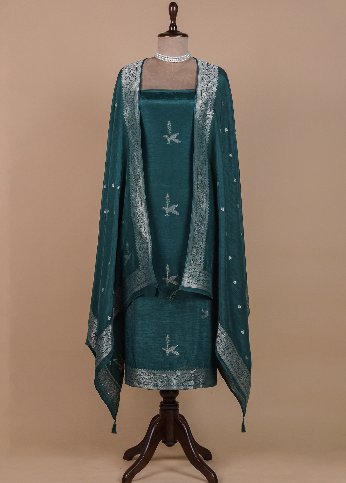 Green Cotton Silk Dress Material