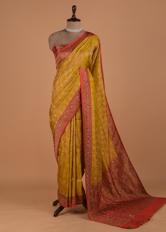 Yellow Art Silk Banarasi Saree