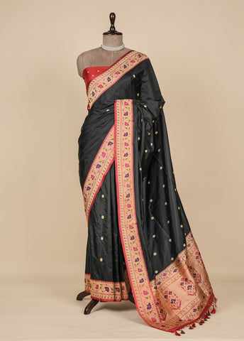 Black Silk Banarasi Saree