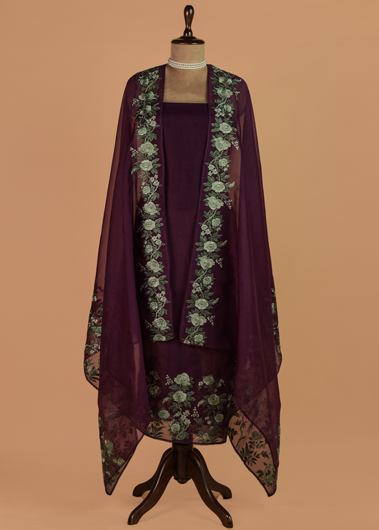Purple Organza Dress Material | Greenways Delhi
