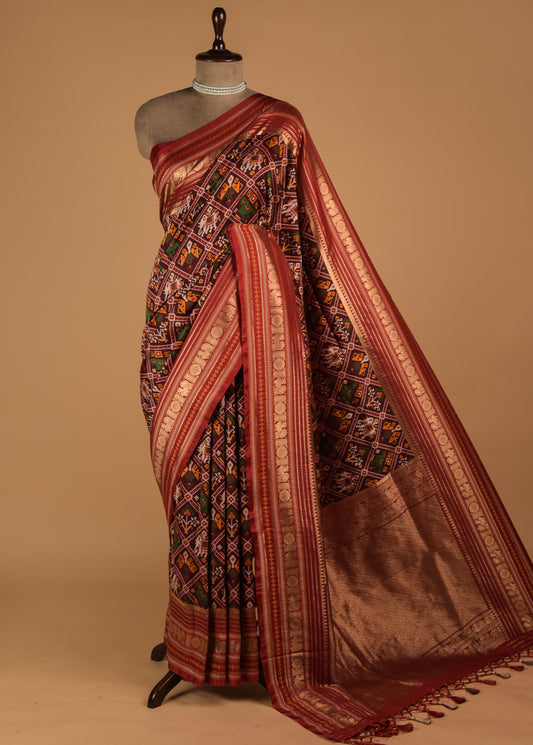 Red Art Satin Patola Saree