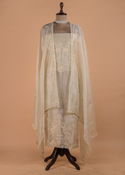 Silver Tissue Dress Material | Greenways Delhi