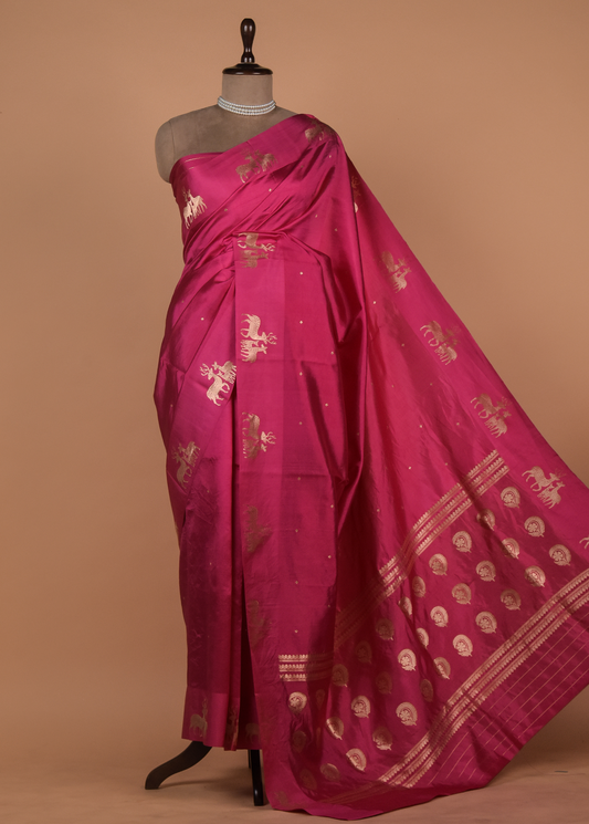 Pink Silk Banarasi Saree