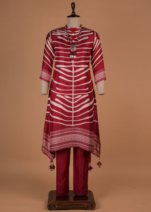 Red Crepe Coord Set