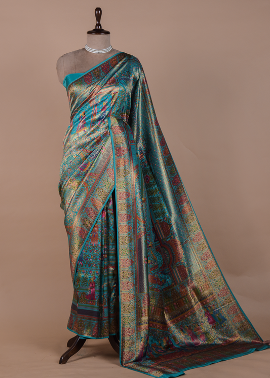 Blue Silk Embroidered Saree