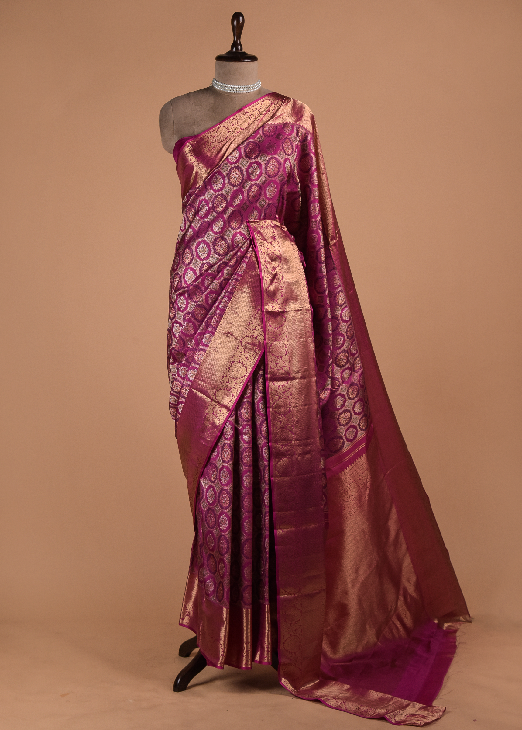 Purple Kanjeevaram Handwoven Silk Saree | Greenways