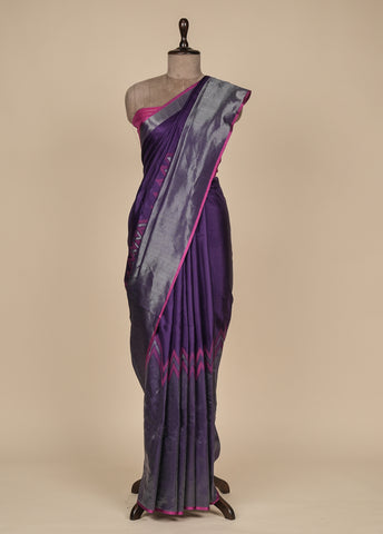 Purple Crepe Silk Kanjeevaram Saree