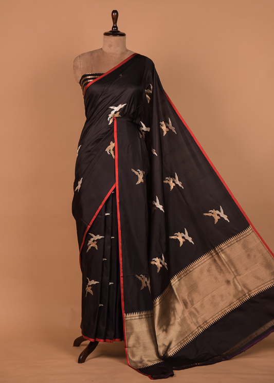 Black Silk Banarasi Saree
