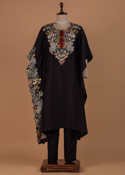 Black Crepe Silk Coord Set