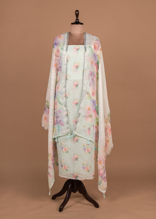 Blue Linen Dress Material