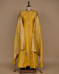 Yellow Tissue Silk Anarkali Set