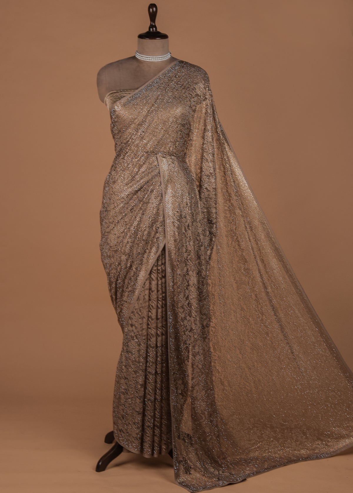Gold Chantily Lace Embroidered Saree