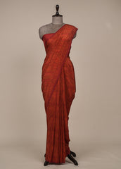 Red Crepe Printed Saree