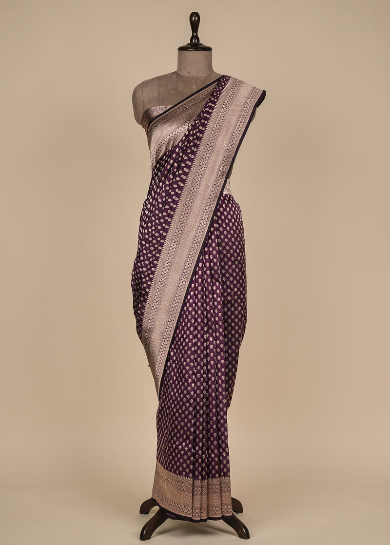 Wine Silk Banarasi Saree