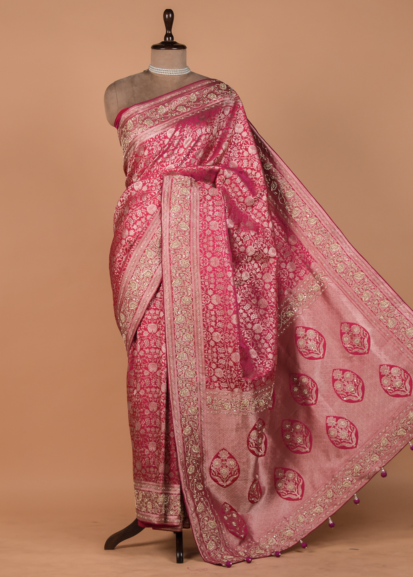 Pink Crepe Silk Banarasi Saree