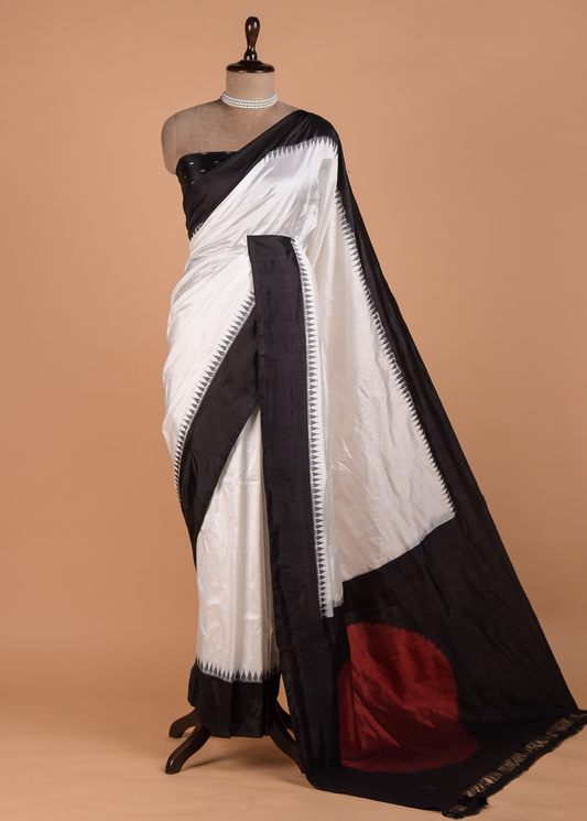 White Crepe Silk Patola Saree