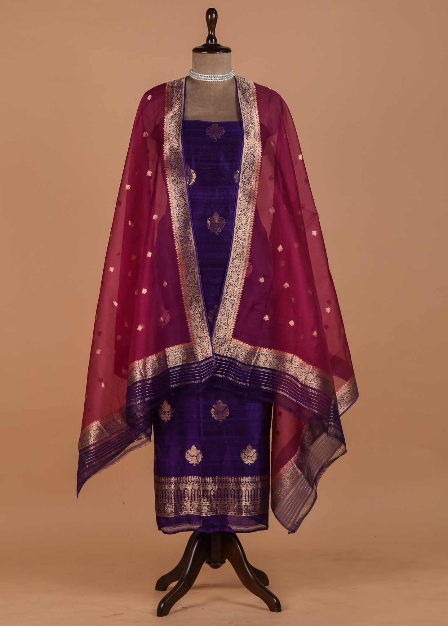 Purple Tussar Dress Material