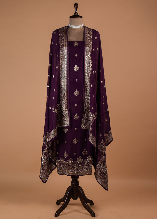 Purple Georgette Dress Material