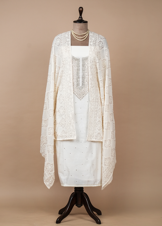 Cream Cotton Dress Material