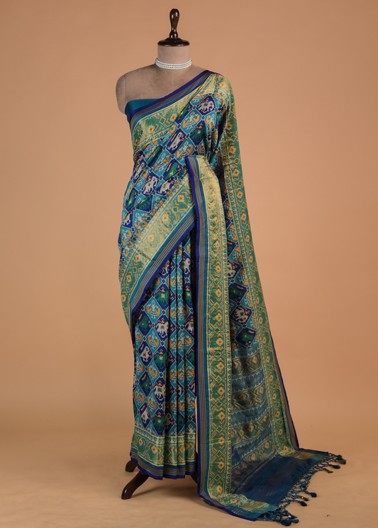 Blue Art Silk Patola Saree