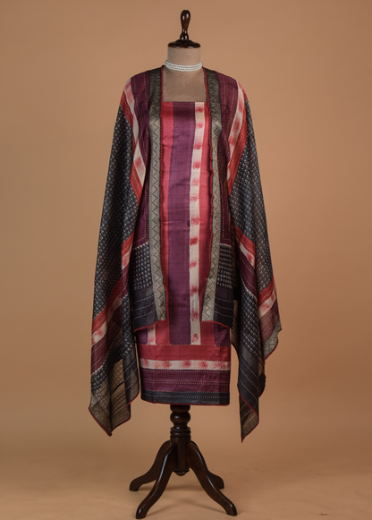 Multicoloured Tussar Dress Material