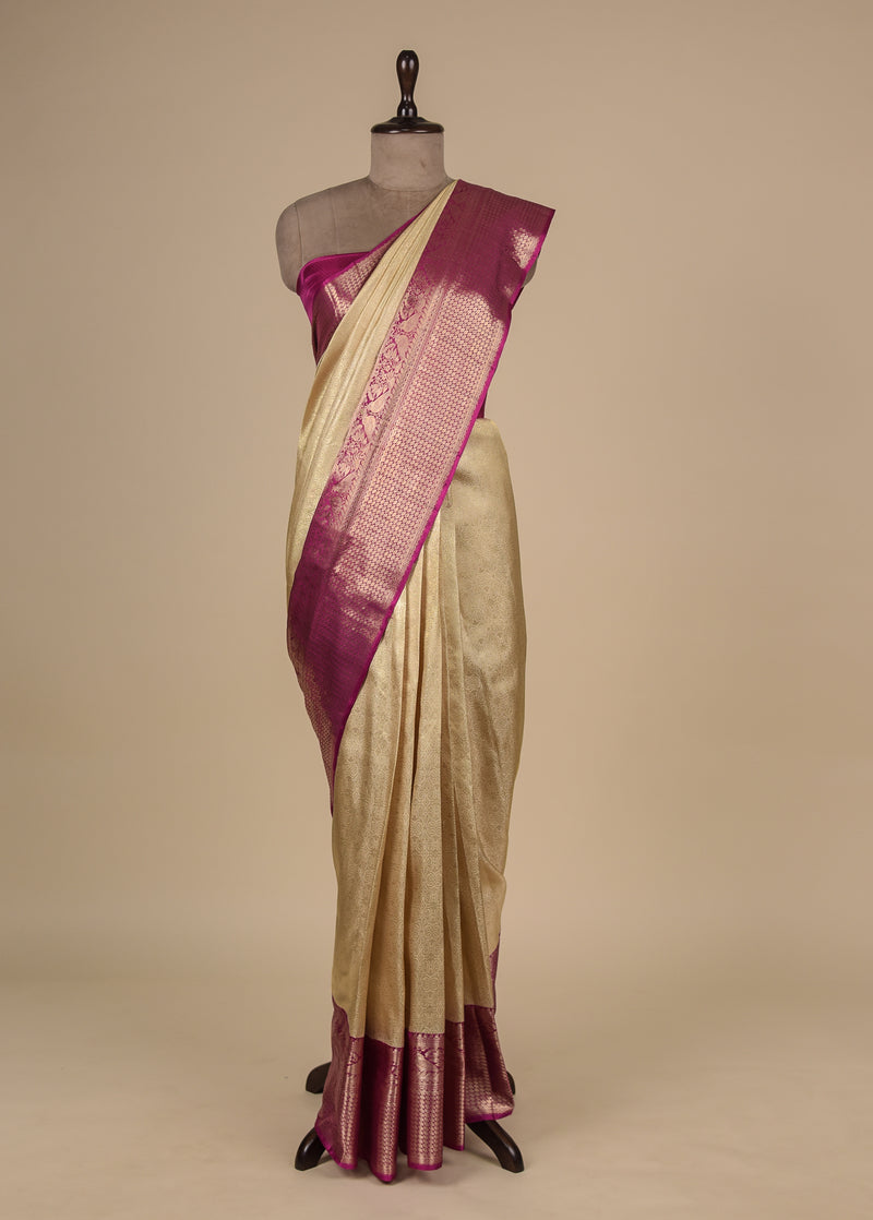 Cream Silk Kanjeevaram Saree