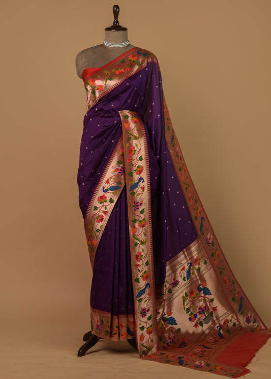 Purple Art Silk Banarasi Saree