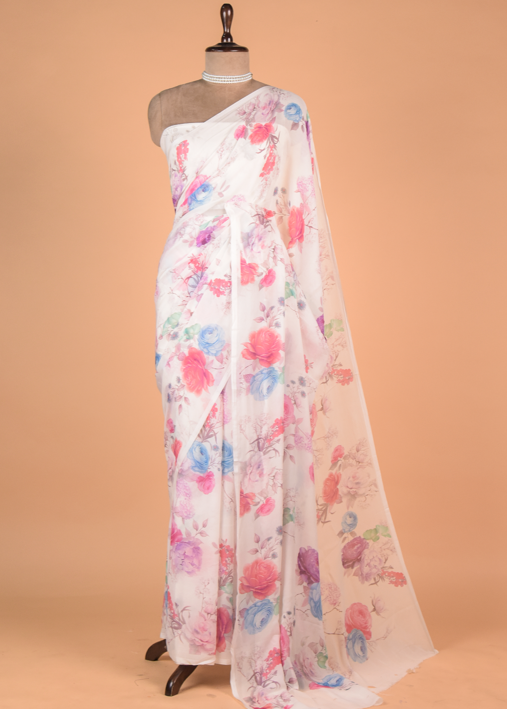 Multicoloured Chifon Printed Saree
