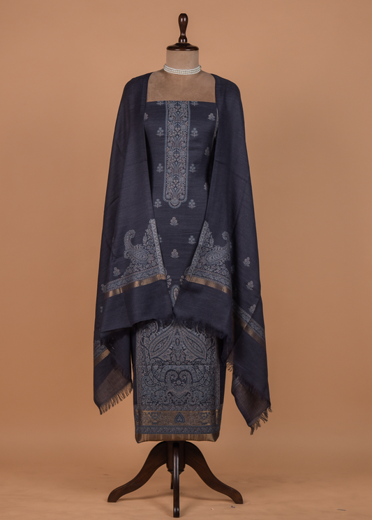 Blue Pashmina Dress Material