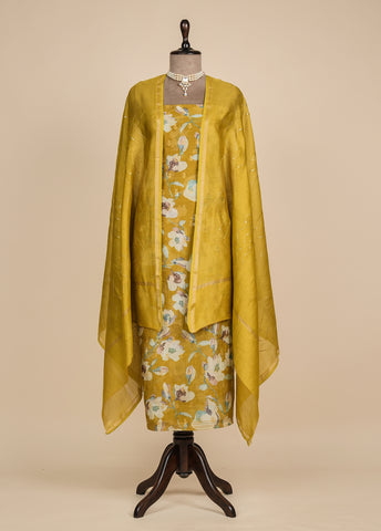 Yellow Chanderi Dress Material