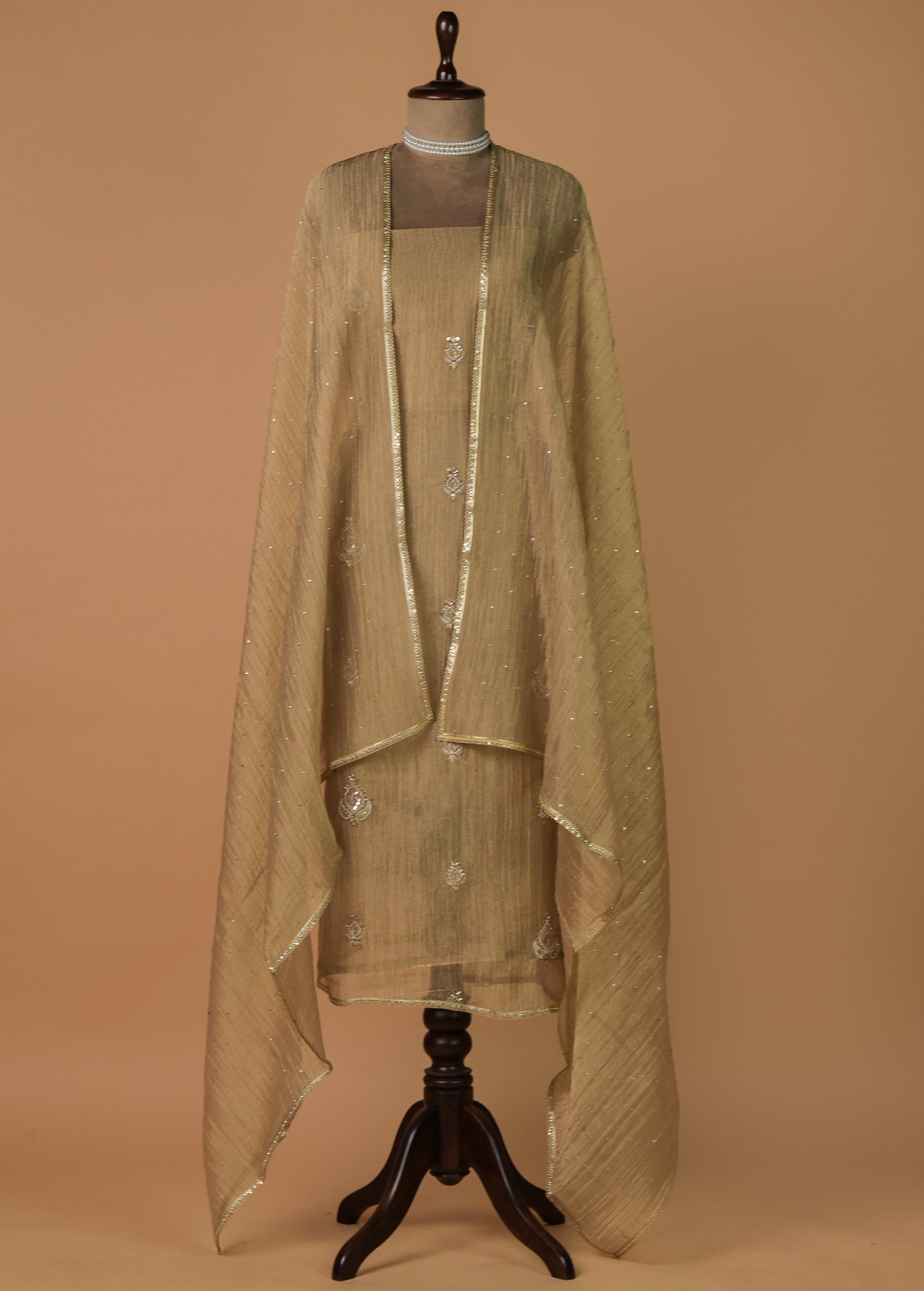Gold Shimmer Georgette Dress Material
