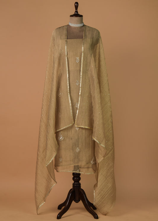 Gold Shimmer Georgette Dress Material