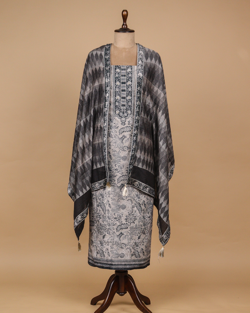 Grey Velvet Dress Material