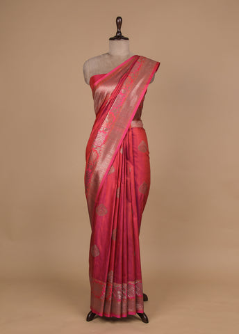 Pink Dupion Silk Banarasi Saree