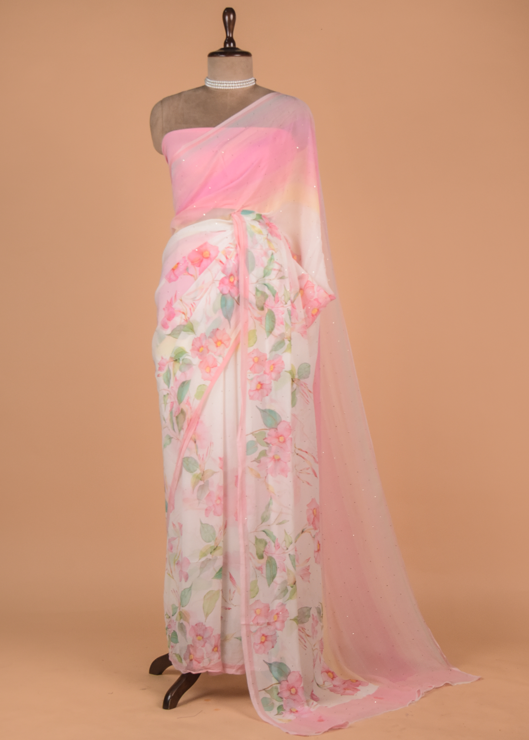 Multicoloured Chifon Printed Saree
