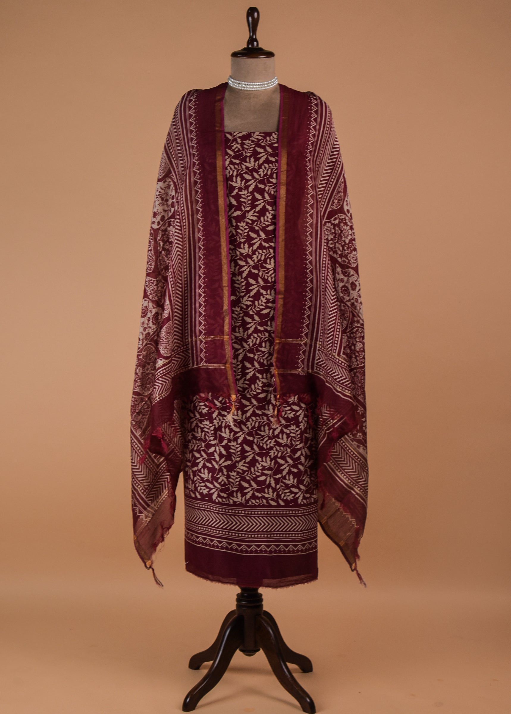 Pink Chanderi Cotton Dress Material