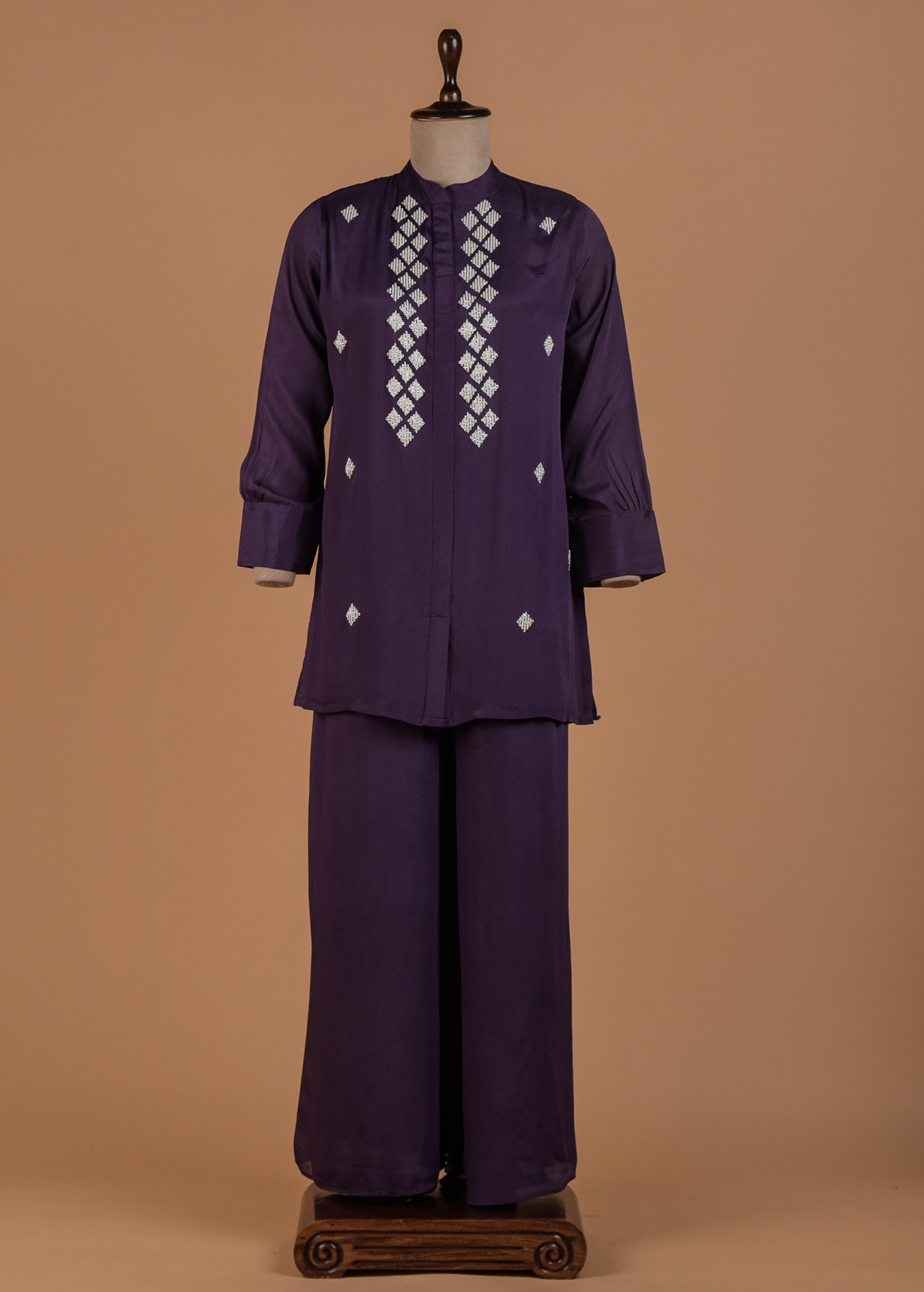 Purple Satin Georgette Coord Set