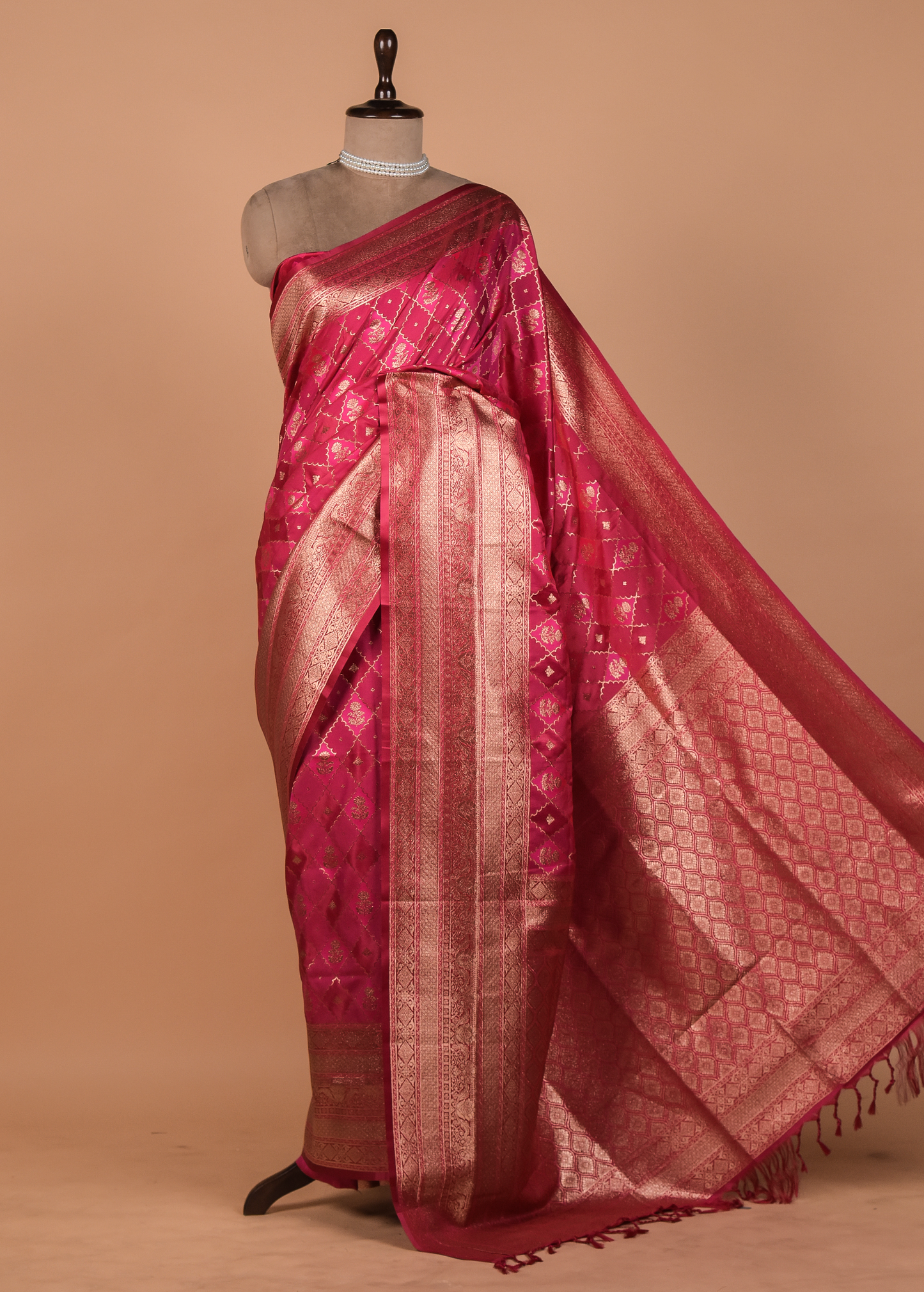 Pink Satin Silk Kanjeevaram Saree