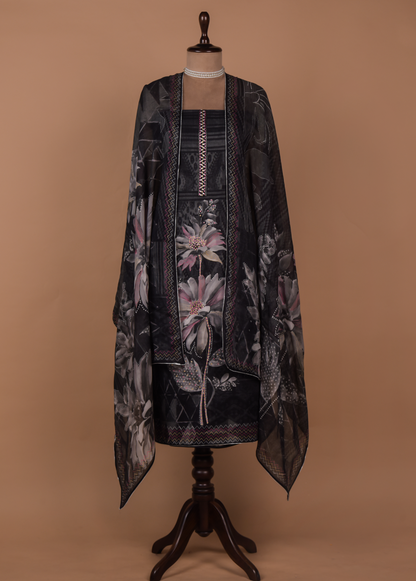Black Crepe Dress Material