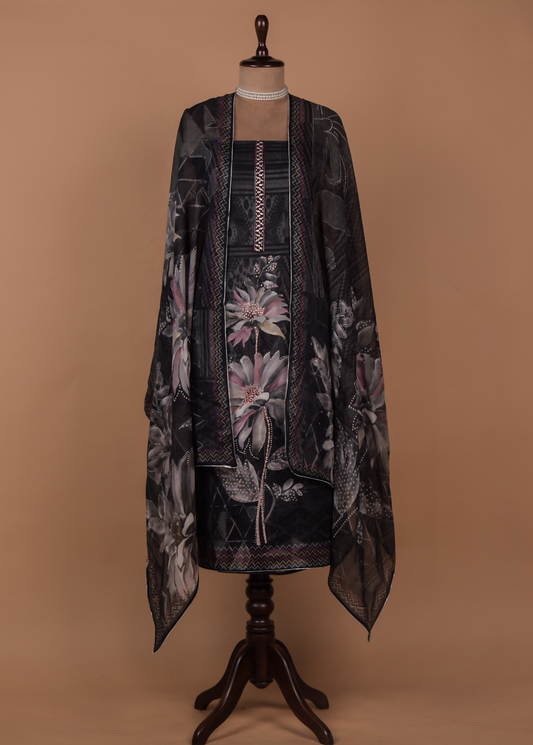 Black Crepe Dress Material